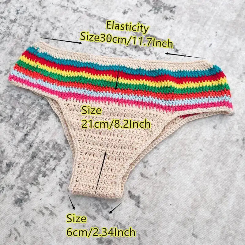 Handmade Crochet Rainbow 3PCS/SET  Bikini Set