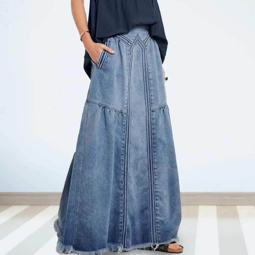 A Line Denim Long Skirt