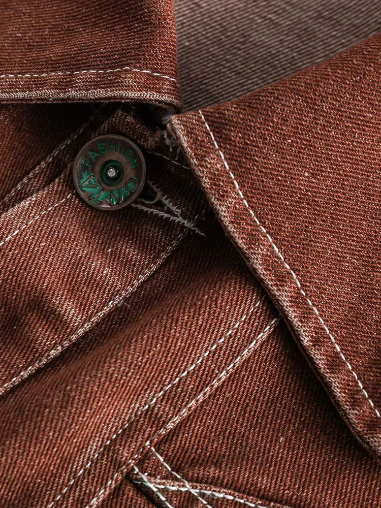 Denim Long Sleeve Contrast Colors Short Denim Jacket