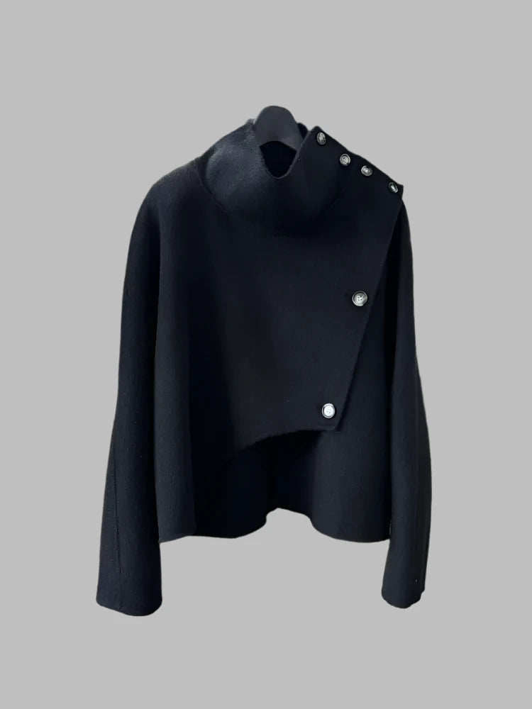 Stand Collar Single Buttoned Jacket