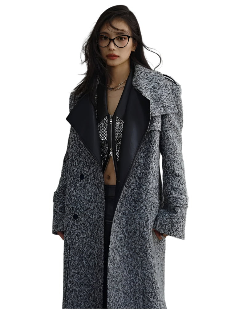 Silver Gray Long  Wool Coat