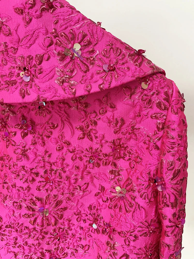 Beaded Floral Jacquard Trimmed Jacket or Dress