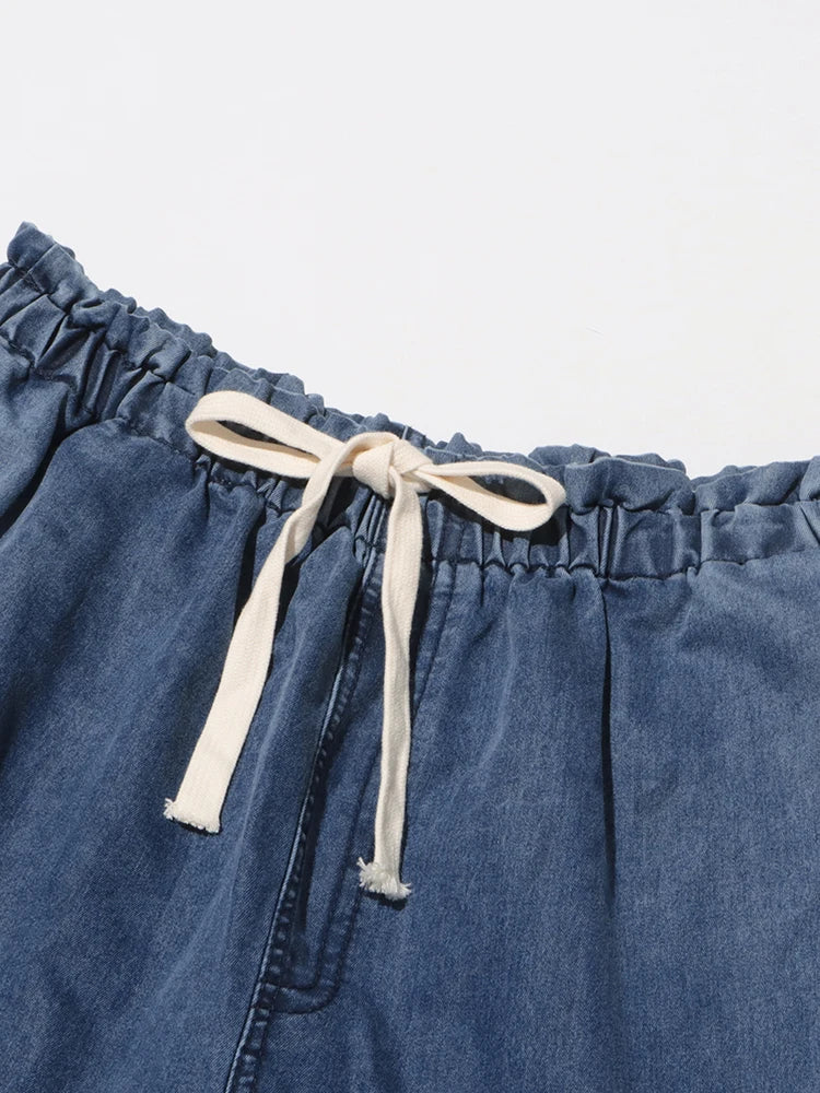 Denim Lace Up Drawstring  Jeans