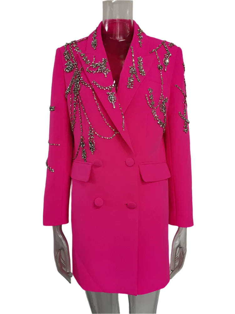 Nail Bead Blazer Double Buttoned Blazer