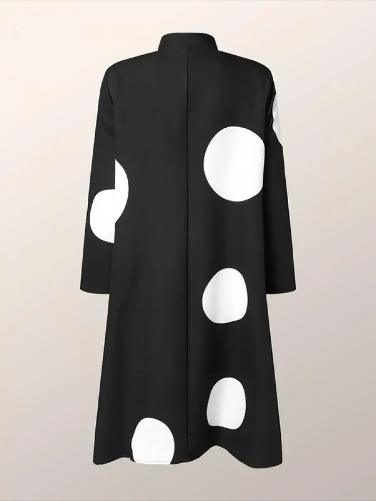 Polka-Dot Tied Long Sleeves Loose Shirt Dress