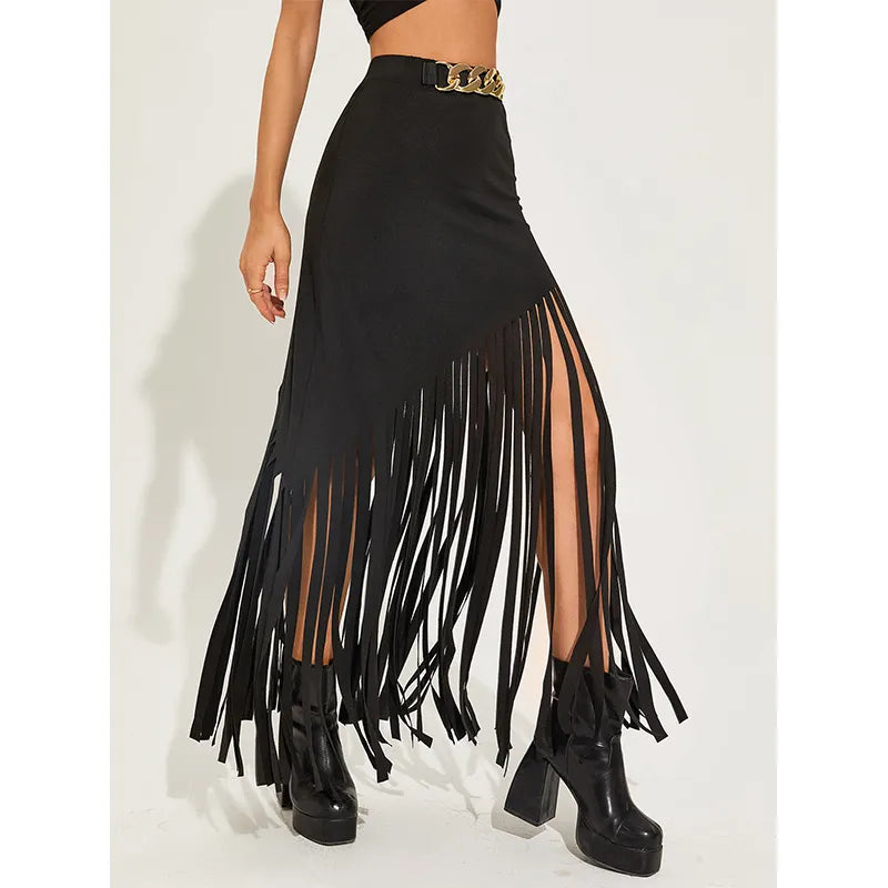 Goth Dark Tassel Long Skirt