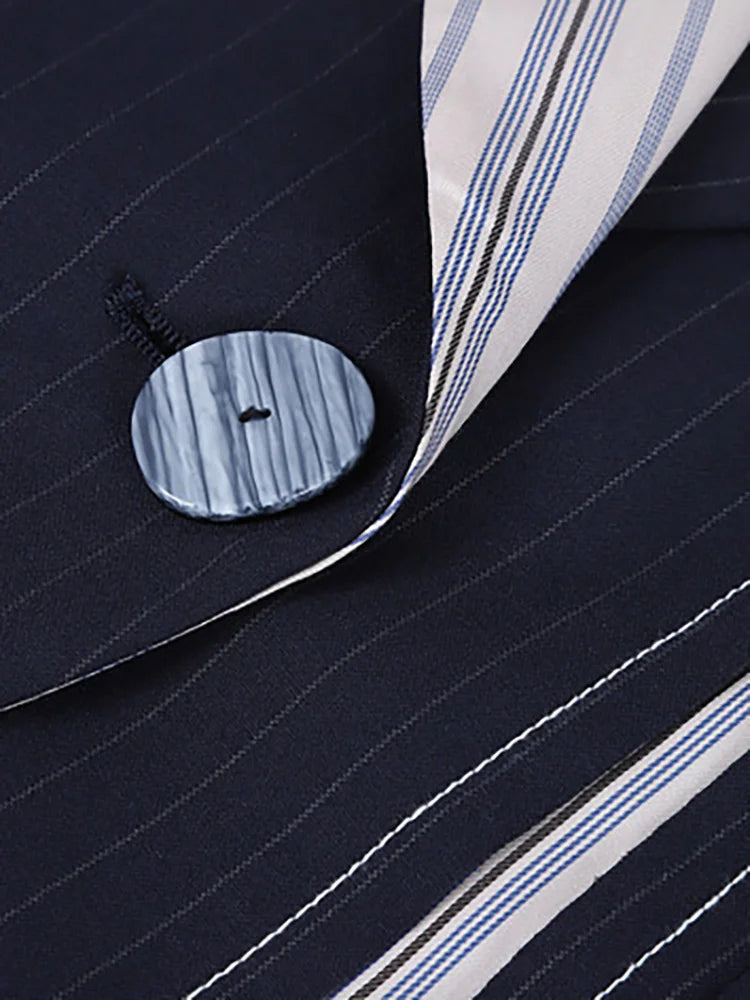 Collar Striped Asymmetry Contrast Color Patchwork Blazer
