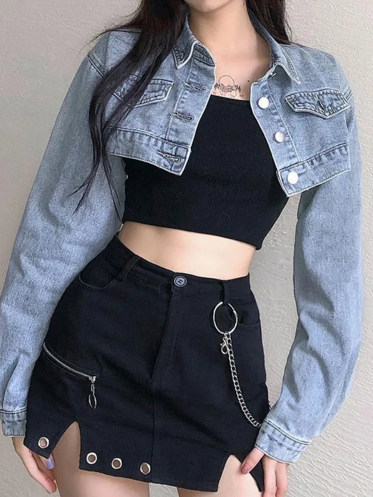 Long Sleeve Crop Denim Jacket