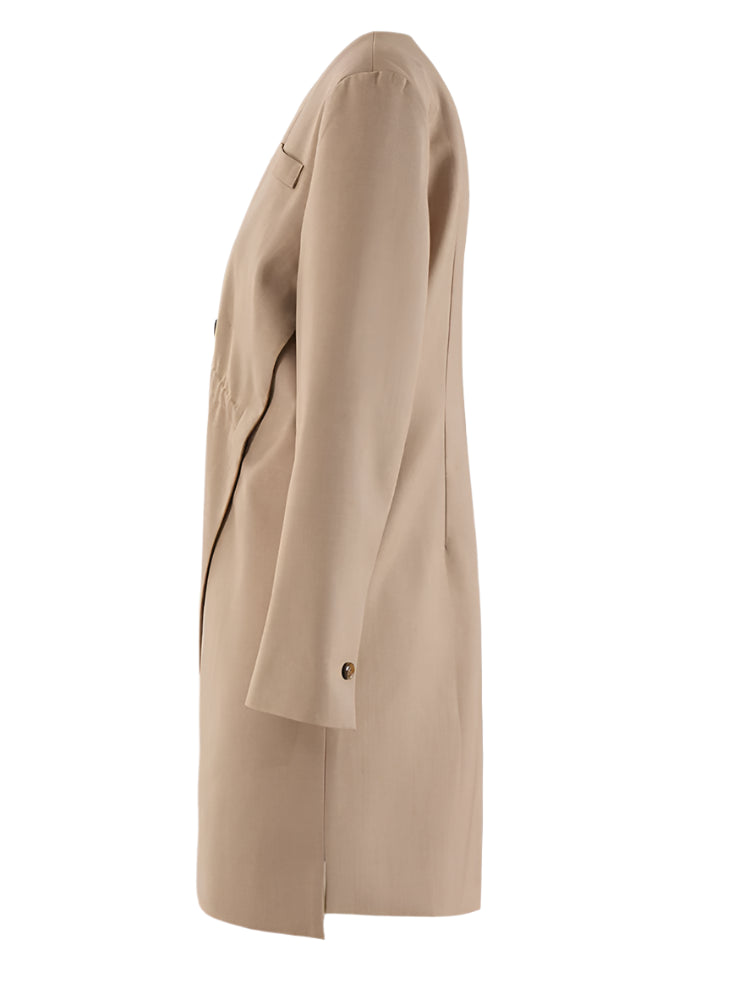 Khaki Irregular Angle Buttoned Slit Blazer