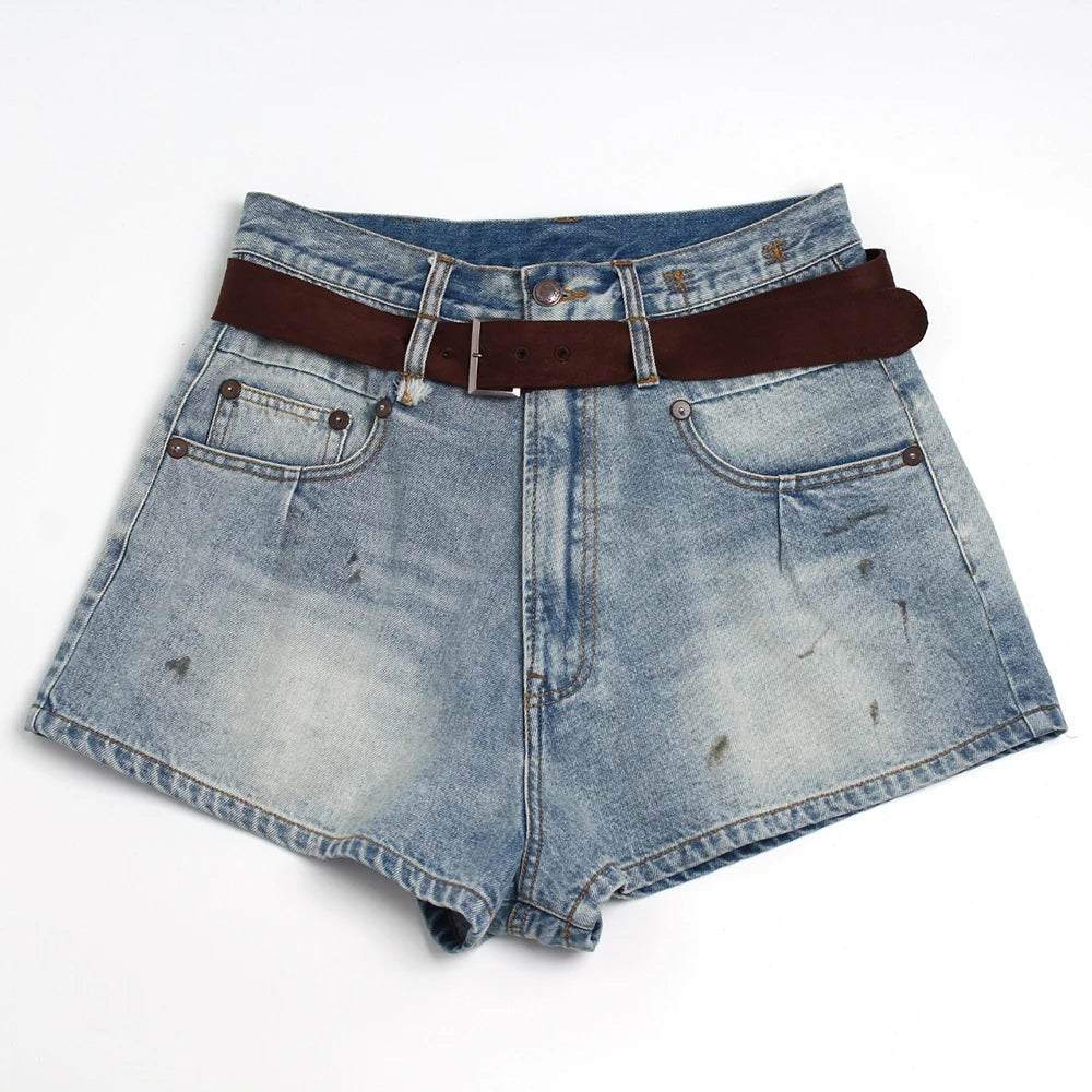 Denim Shorts with Belt