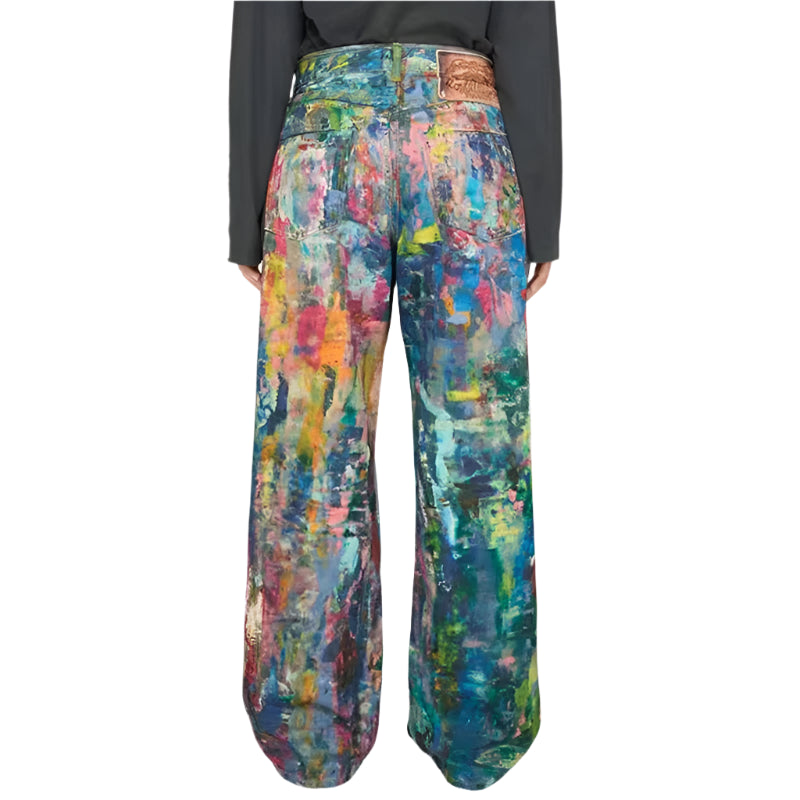 Painted Graffiti Straight Leg Jeans