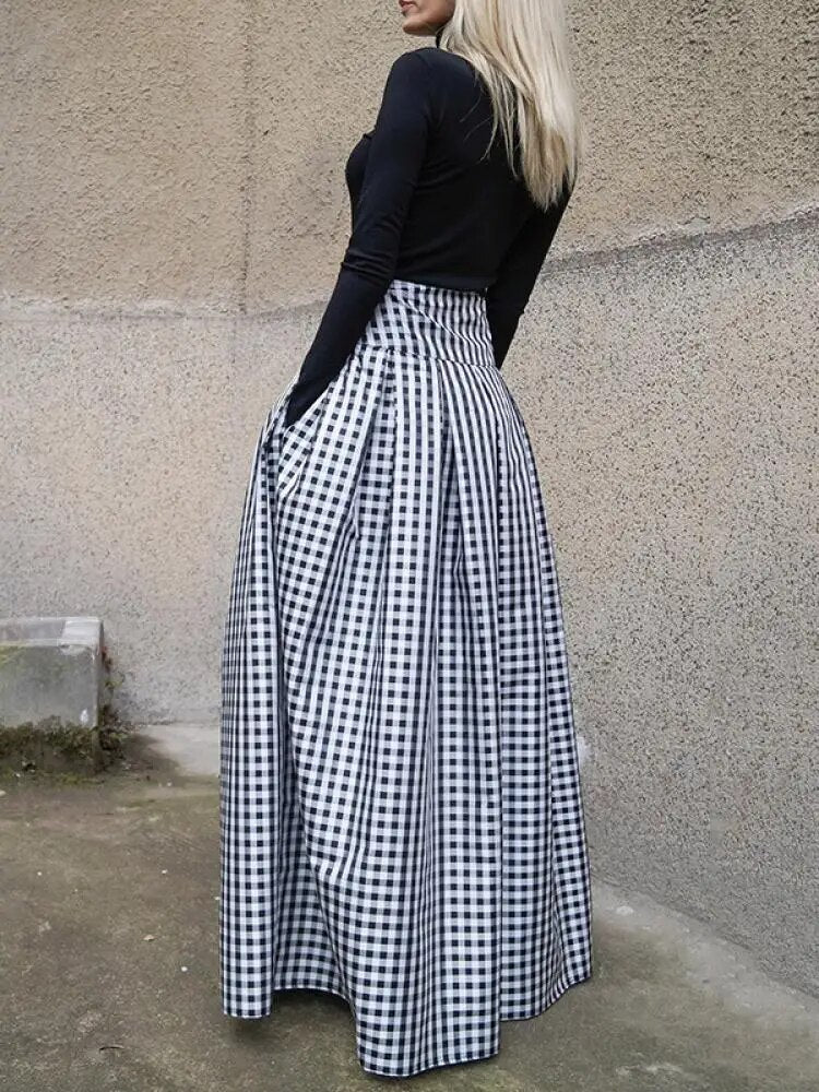 Plaid High Waisted Pleated Skirt
