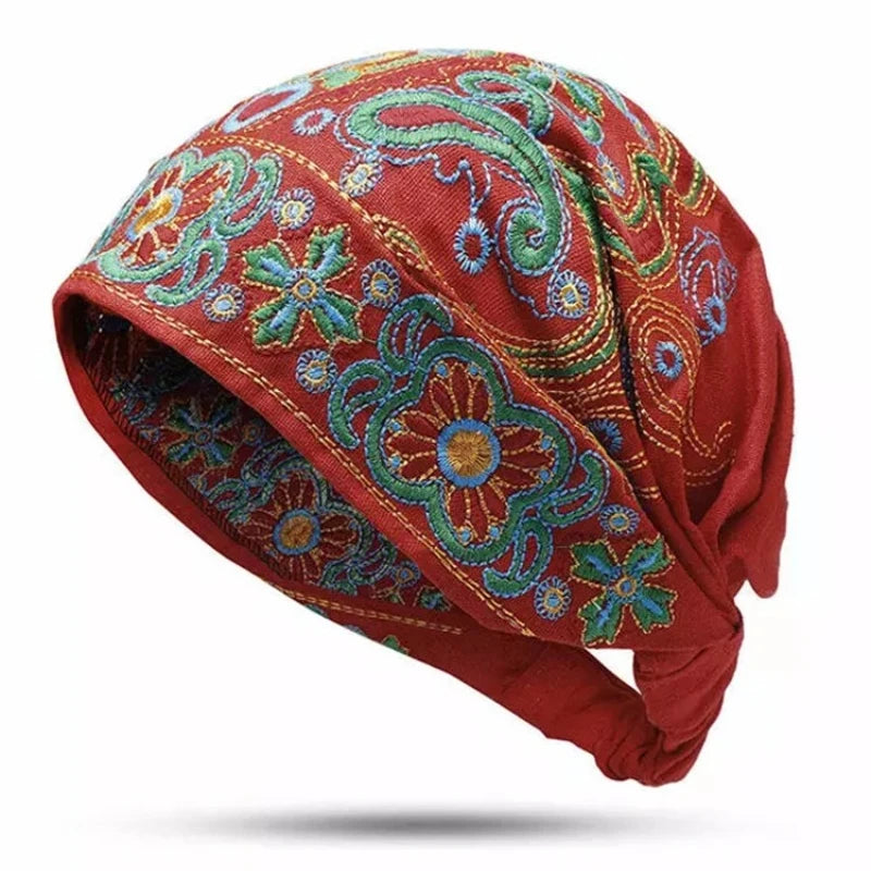 Embroidered Floral Flower Bandanas Print Hat