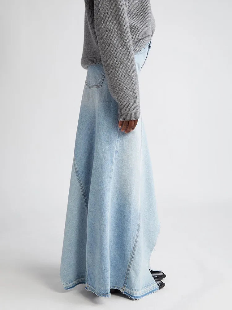 Long Denim Irregular Skirt