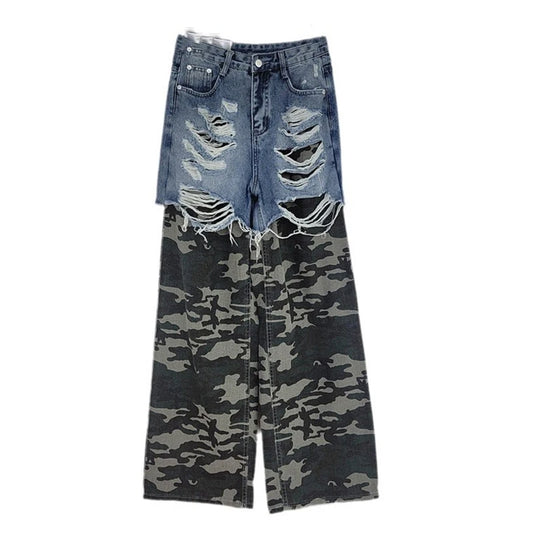 Camouflage Patchwork Jeans