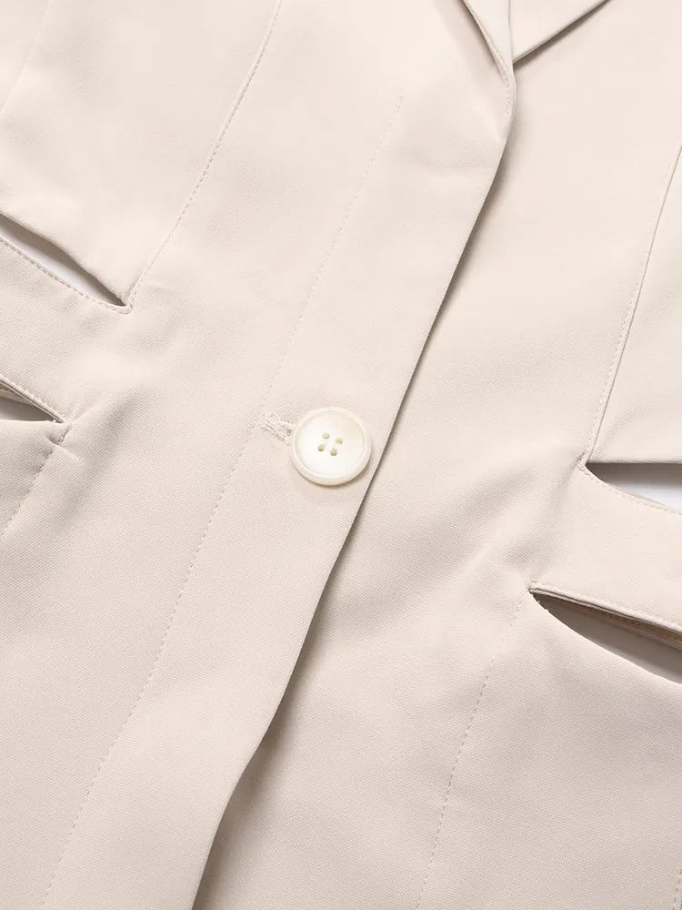 Cut Out Long Sleeve Single Button Blazer