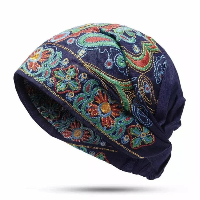 Embroidered Floral Flower Bandanas Print Hat