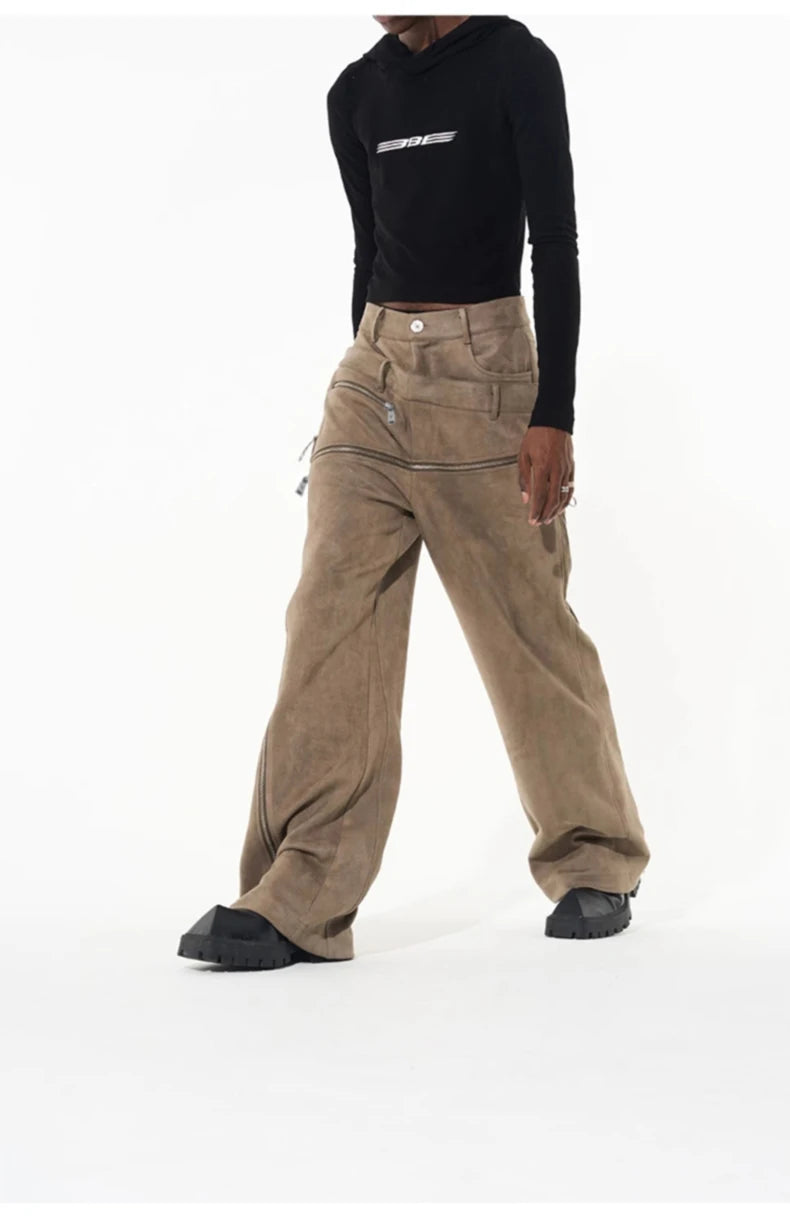 Stretchy Suede Faux Leather Pants