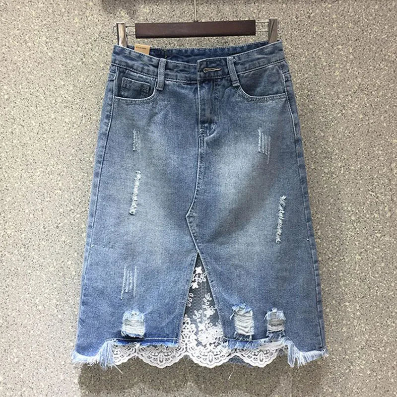 Denim Lace Skirt