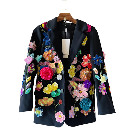 Floral Handmade Beading Florals Blazer