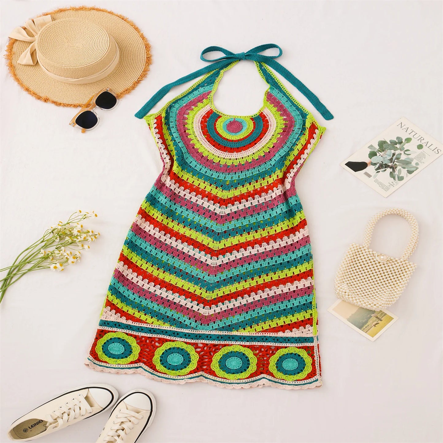 Halter Striped Knitted Backless Sundress