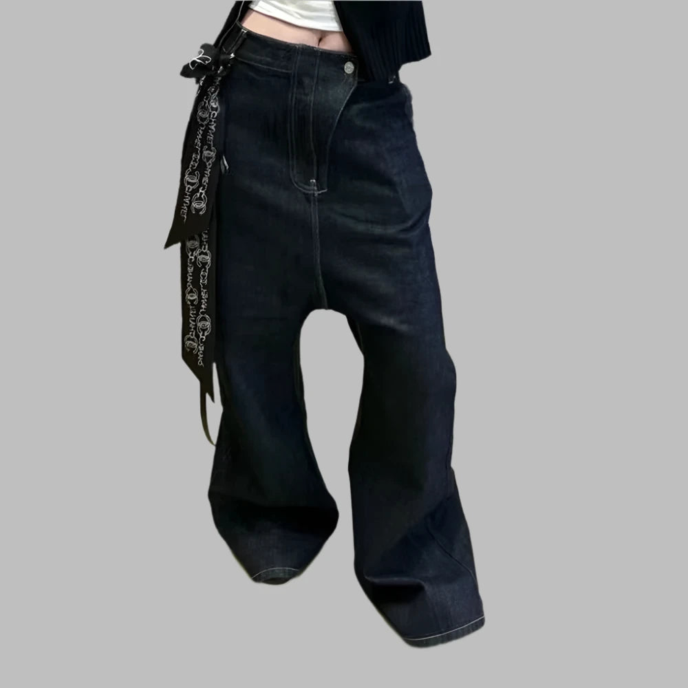 Low Waist Irregular Denim Pants