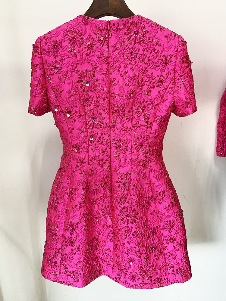 Beaded Floral Jacquard Trimmed Jacket or Dress