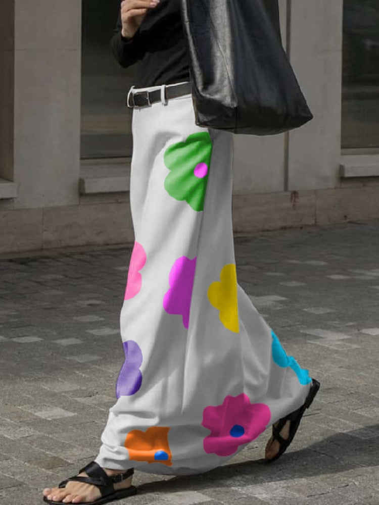 Falda larga con estampado floral