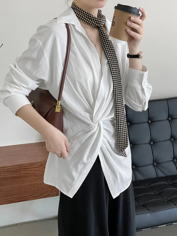 Irregular Knot Long Sleeve Shirt