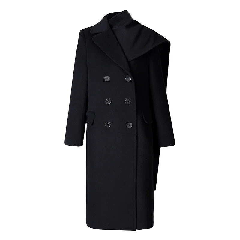 Wool Detachable Collar Double Buttoned Overcoat – Bosom Blouse