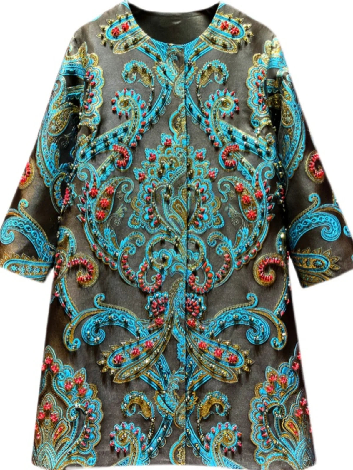 Embroidery Rhinestone Trench Coat