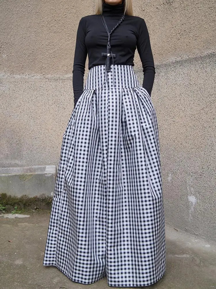 Plaid High Waisted Pleated Skirt