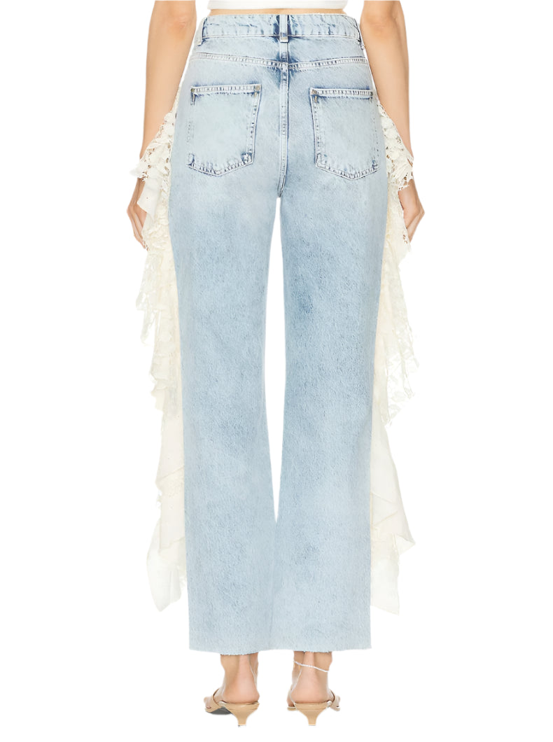 Ruffles Lace Sides Denim Pants