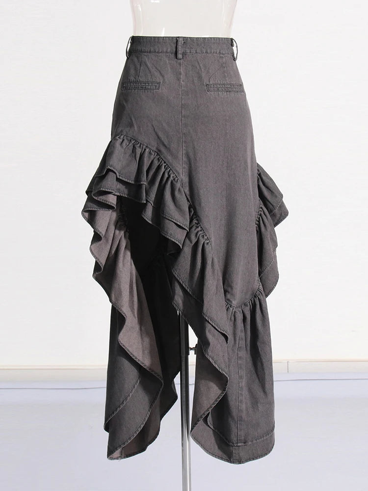 Irregular Hem High Split Skirt