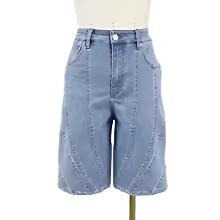 Vintage Spiral Wide-Legged  Denim Shorts