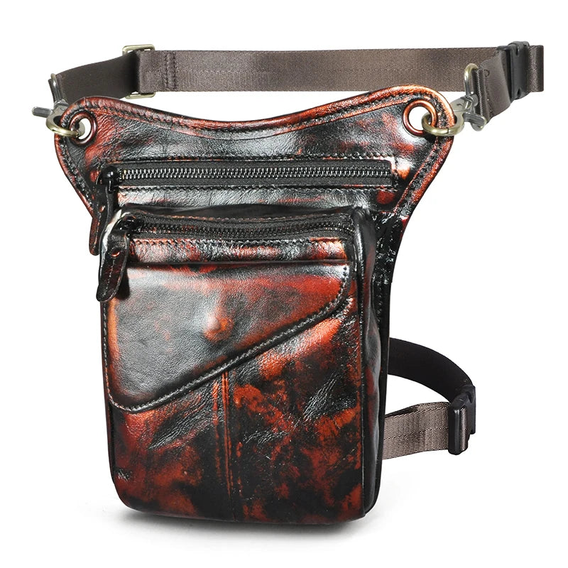 Leather Shoulder Sling Bag Multi-function Waist Belt Pack Leg Bag