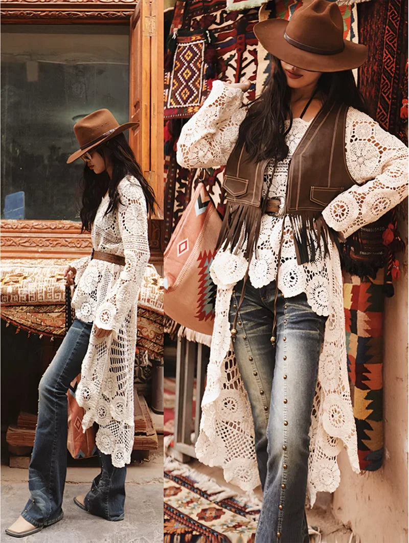 Boho Crochet Blouse Tunic