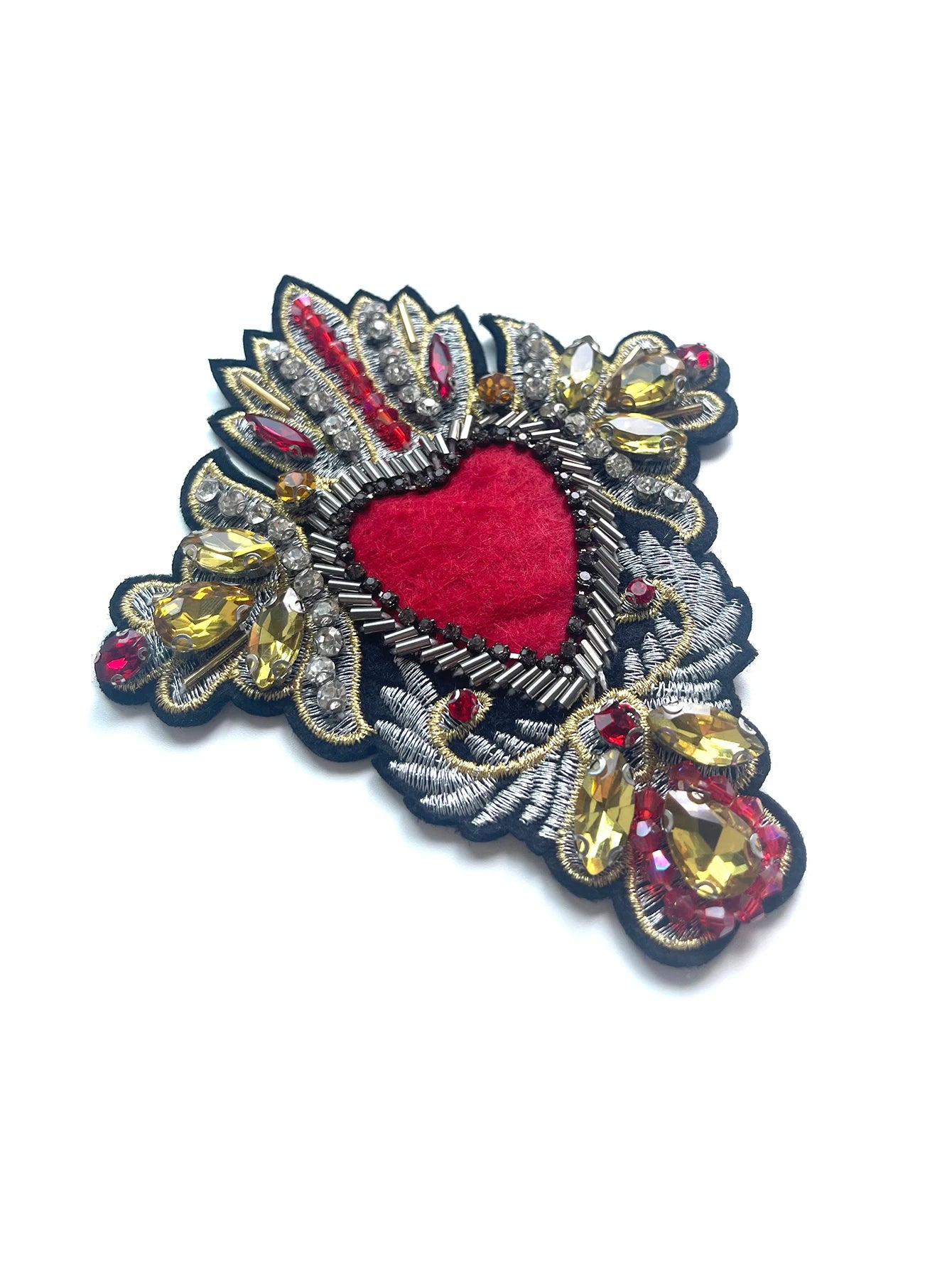 Big and Small Heart Sequins  Applique Embroidered Beaded Patch