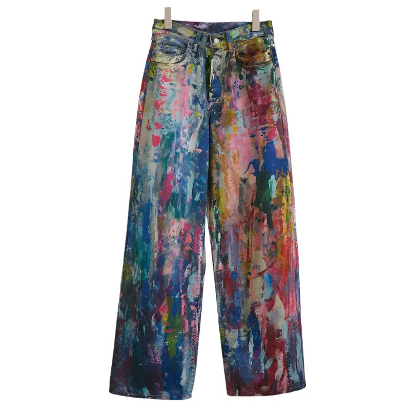 Painted Graffiti Straight Leg Jeans