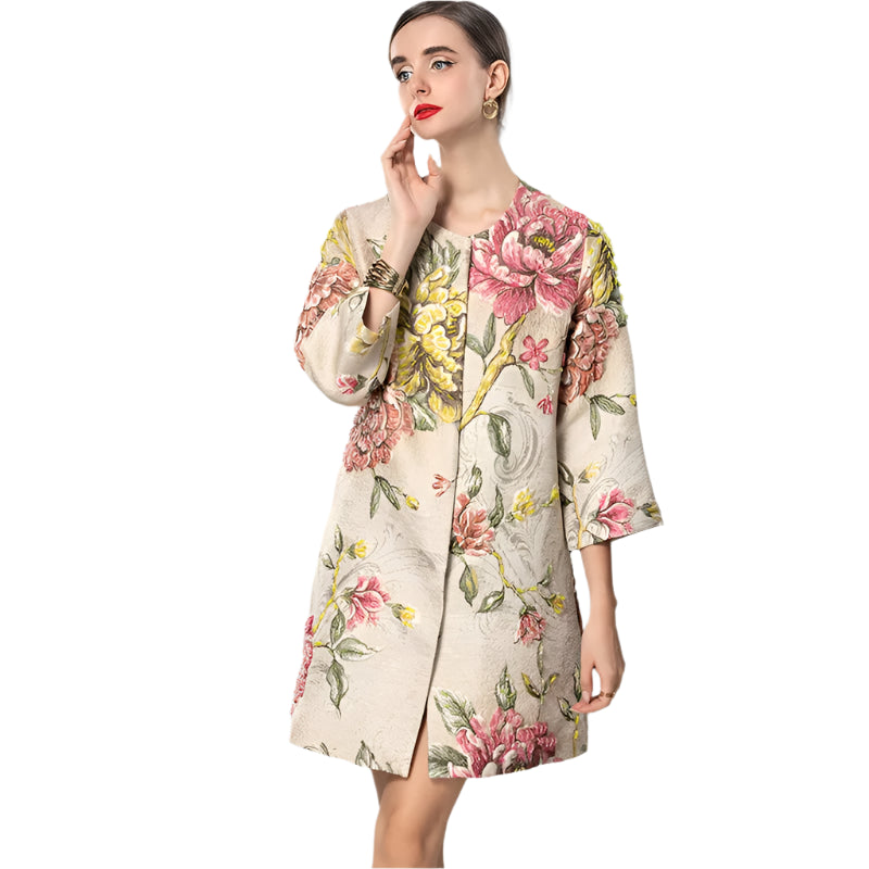 Jacquard Print Beading Spring and Summer Pink Short jacket