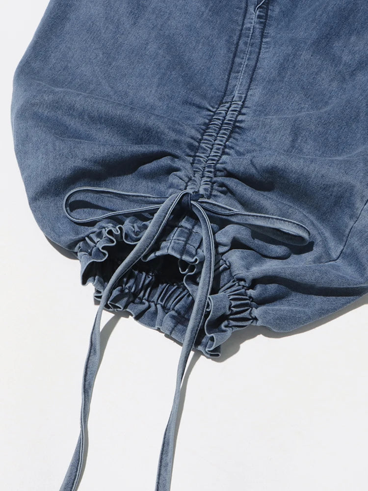 Denim Lace Up Drawstring  Jeans