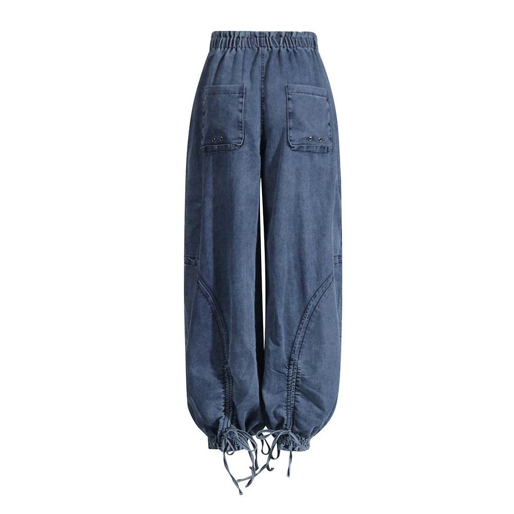 Denim Lace Up Drawstring  Jeans