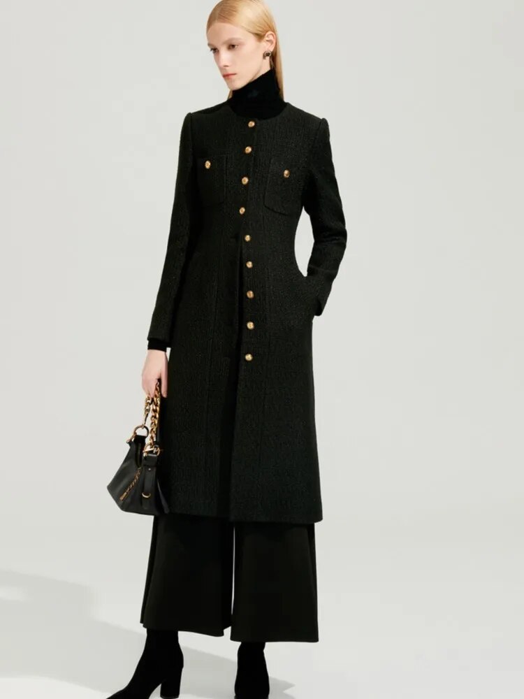 Black Long Tweed Coat