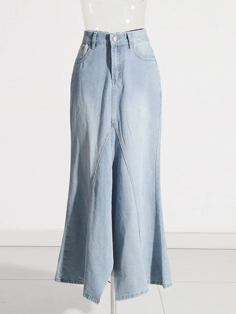 Long Denim Irregular Skirt