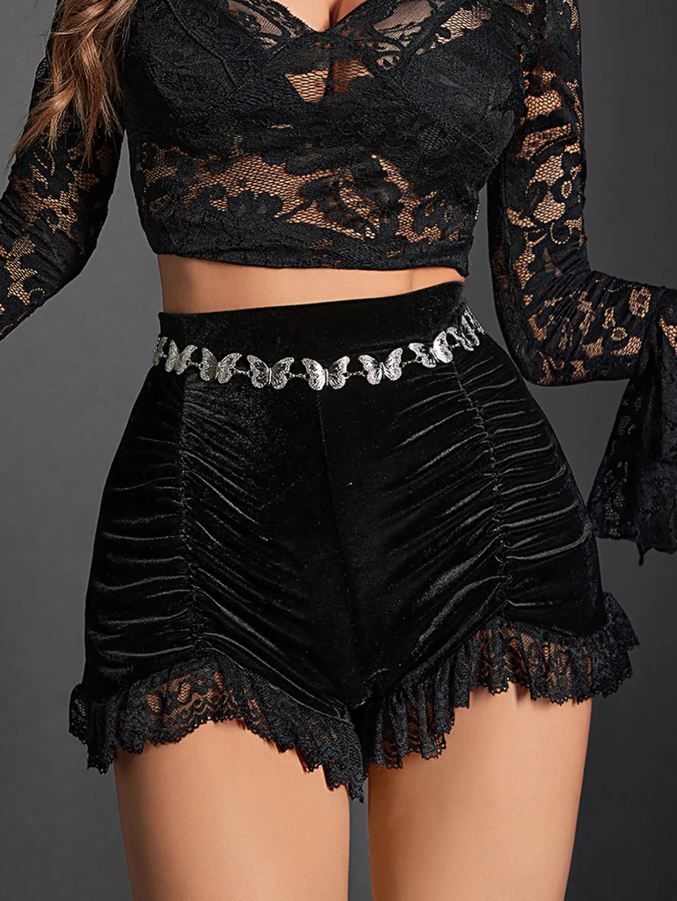Gothic Velvet Ruched Sexy Shorts