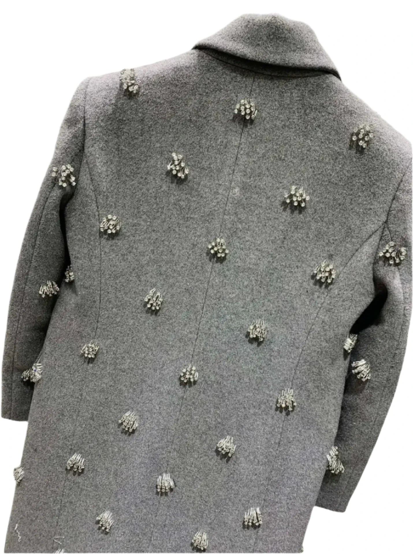 Gray Wool Heavily Beaded Coat