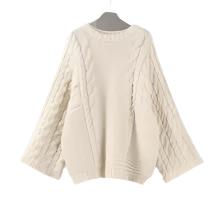 Knitted Oversize Pullover Twist Long Lantern Sleeve Sweater