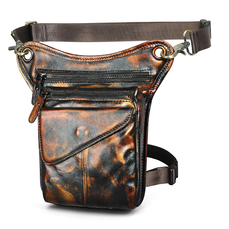 Leather Shoulder Sling Bag Multi-function Waist Belt Pack Leg Bag