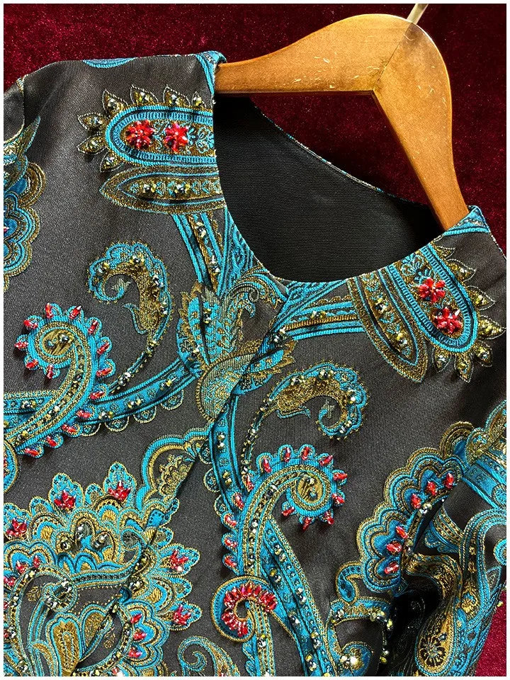 Embroidery Rhinestone Trench Coat