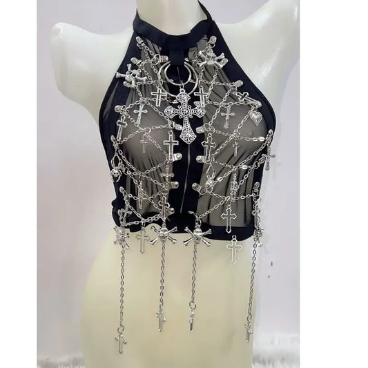 Gothic Crop Cross Top